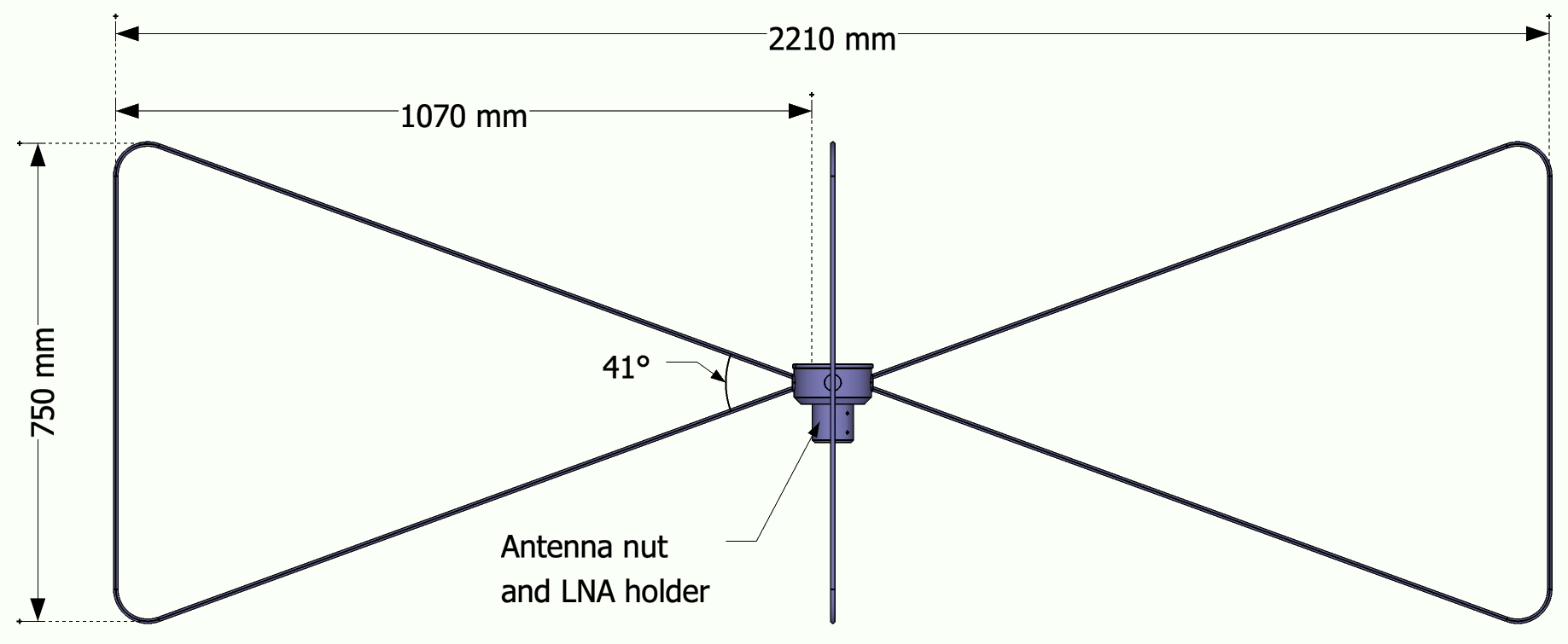 Coted drawing of the Butterfly antenna used by the autonomous stations.
