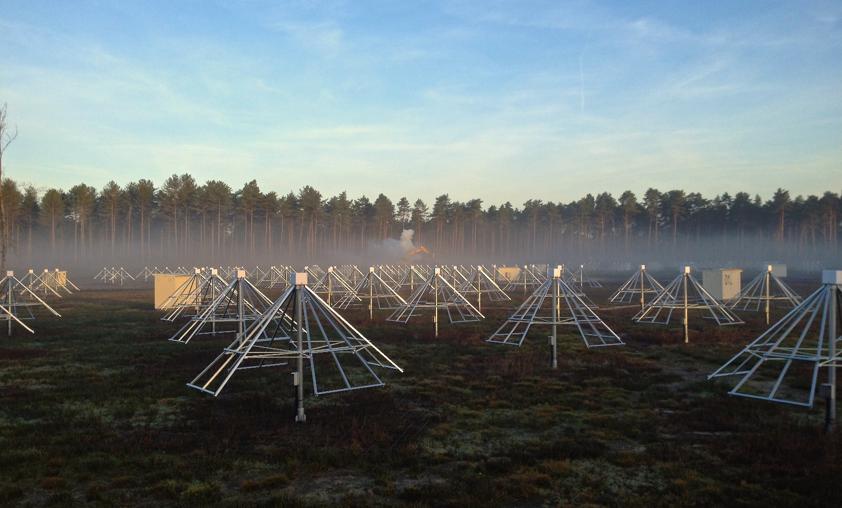 View of some NenuFAR mini-array antennas, identical to those of the CODALEMA compact Array.
